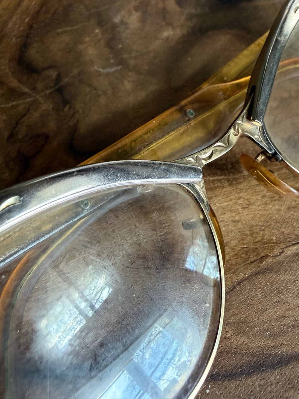 Vintage 12K Gold Fill Cat Eye Eyeglasses Etched Detail 1950s - Picture 4 of 11